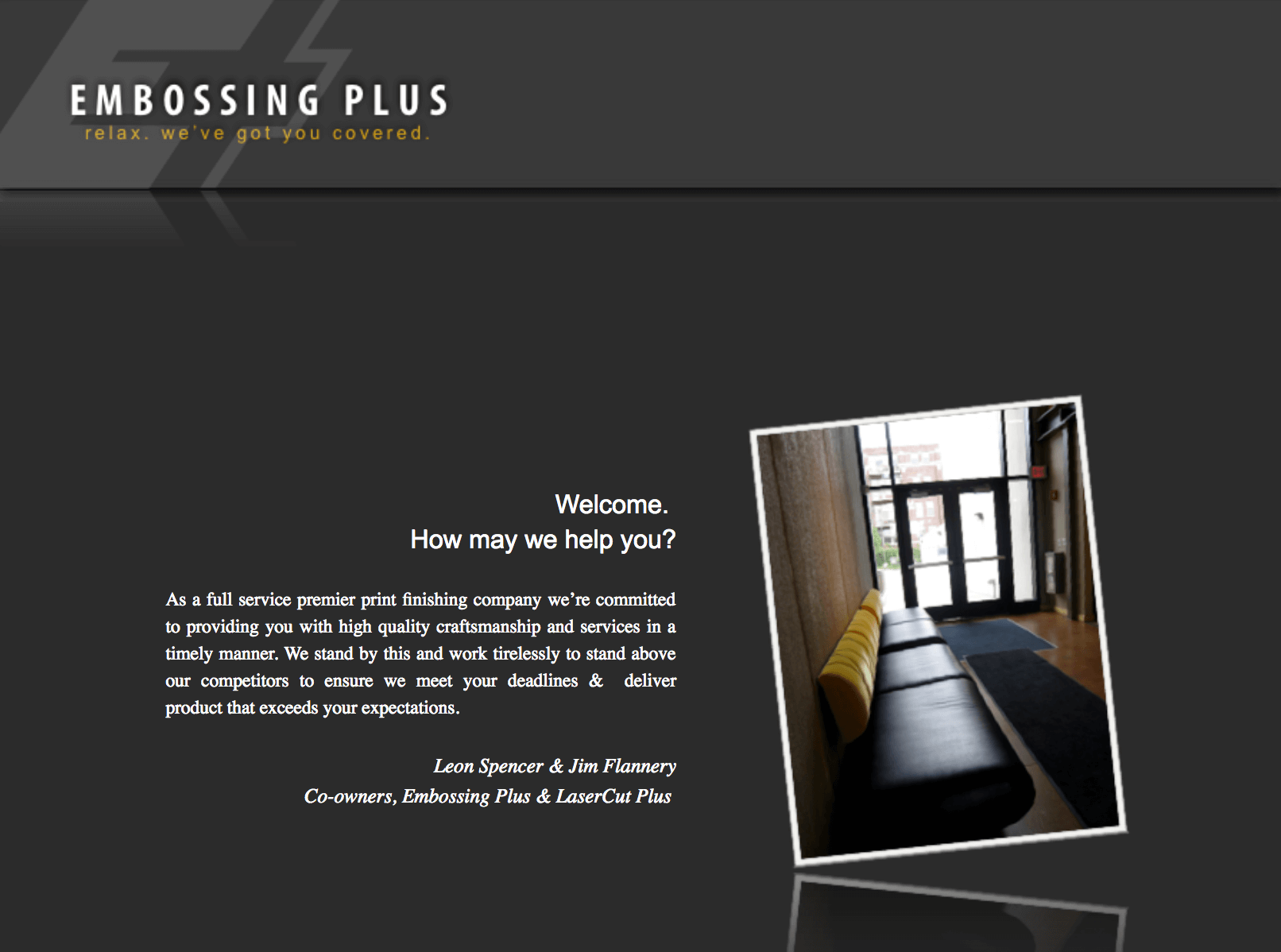 Embossing Plus's website before we redesigned their website.