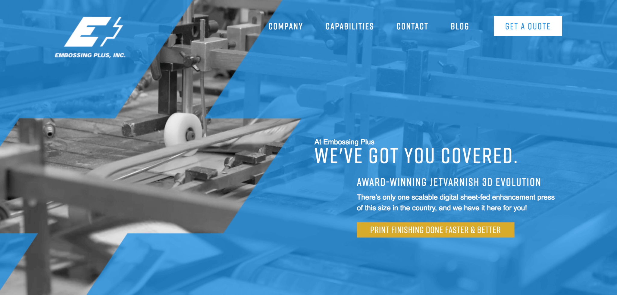 Embossing Plus's website after we redesigned their website.