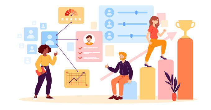 Illustration of team planning website goals.