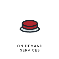 on demand services graphic of red button