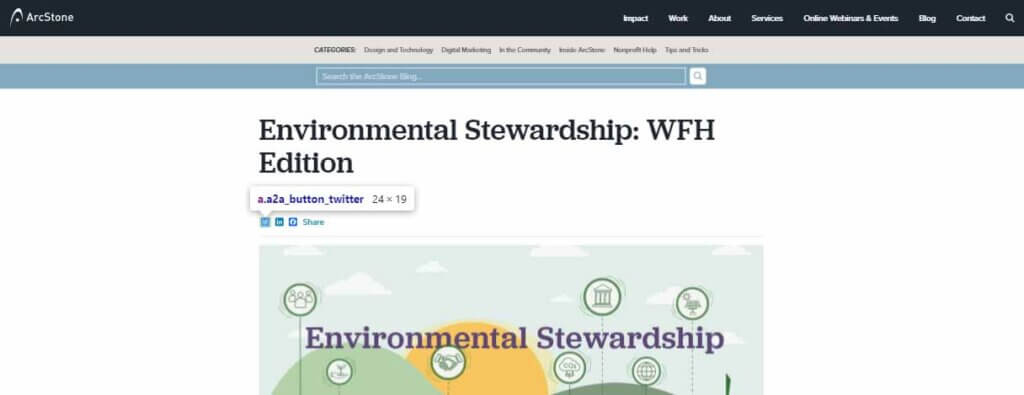 A screenshot showing share icons that are too small.