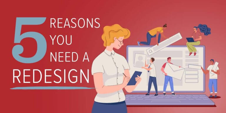 Illustration of people building a huge website.