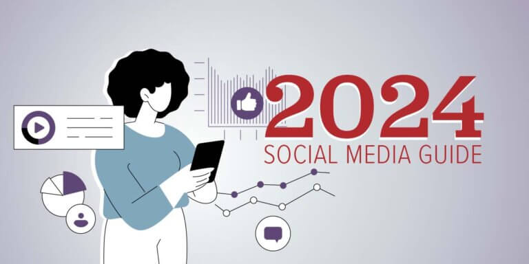 Illustration of a woman managing her social media campaign.