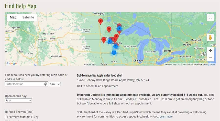 Interactive map of food resources in Minnesota.