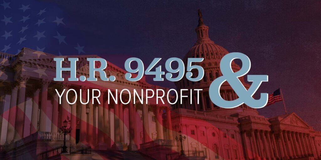 The American flag over an image of the US capitol.