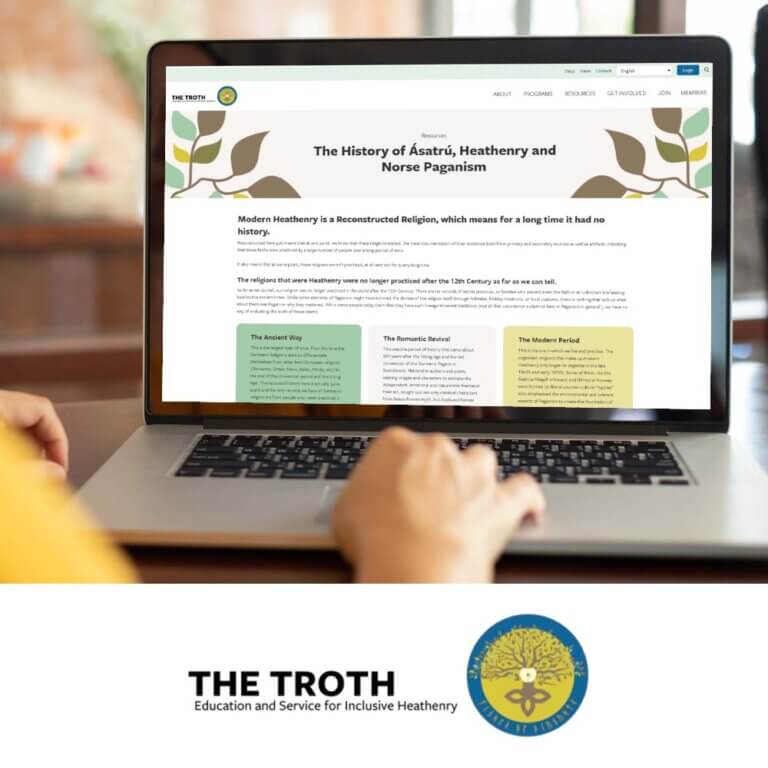 Screen capture of Troth website.