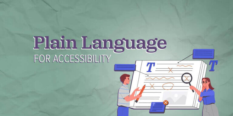 Illustration of two people editing a website's writing.