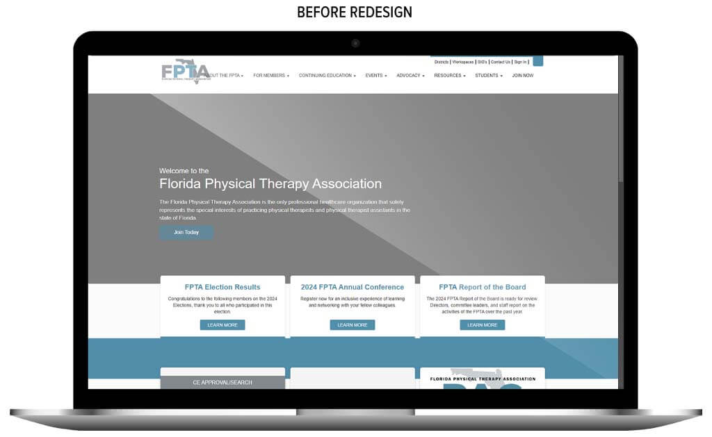 The FPTA website before ArcStone redesign.