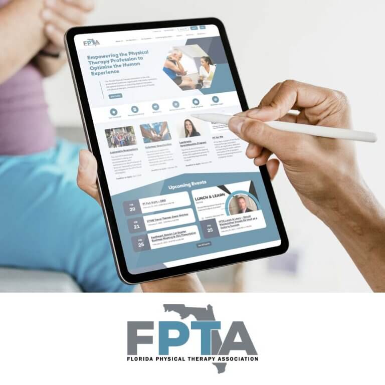 Physical therapist with the FPTA website on their iPad.