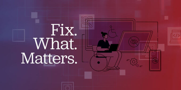 Fix What Matters, disabled person sitting at desk working on computer