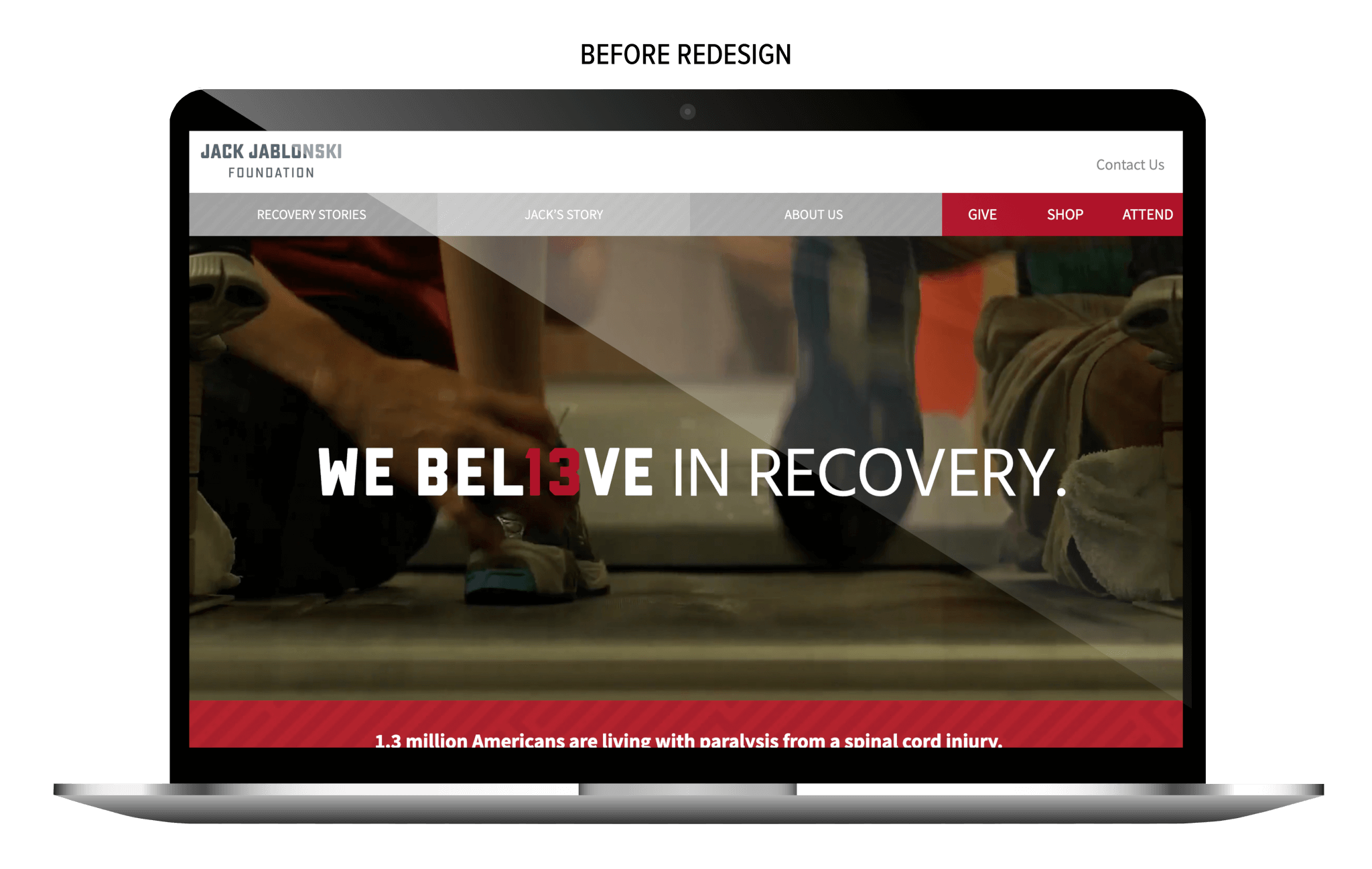JJF's site before redesign on laptop screen