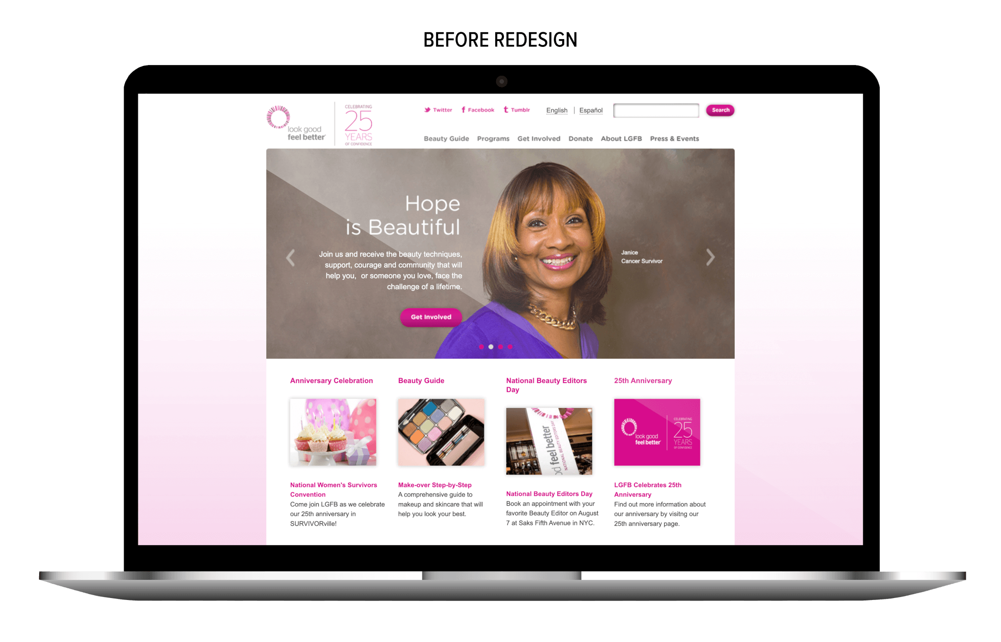 LGFB's website before redesign