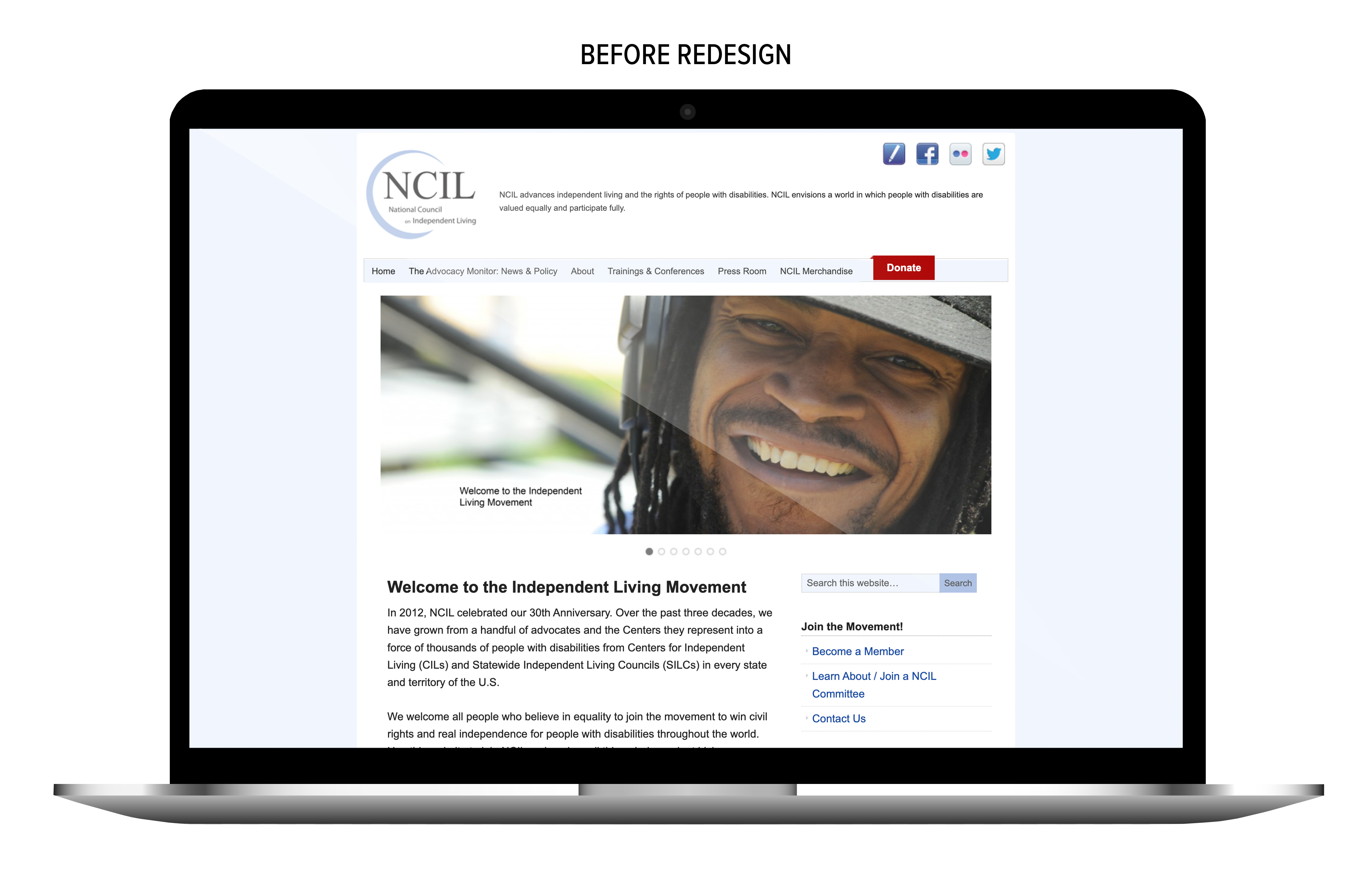 NCIL's website before redesign