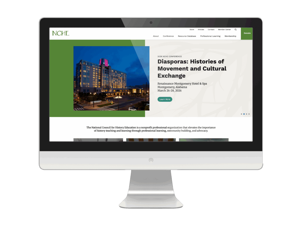 NCHE's redesigned website on monitor.