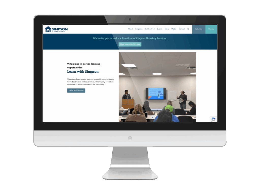 Simpson Housing Service's new website on monitor