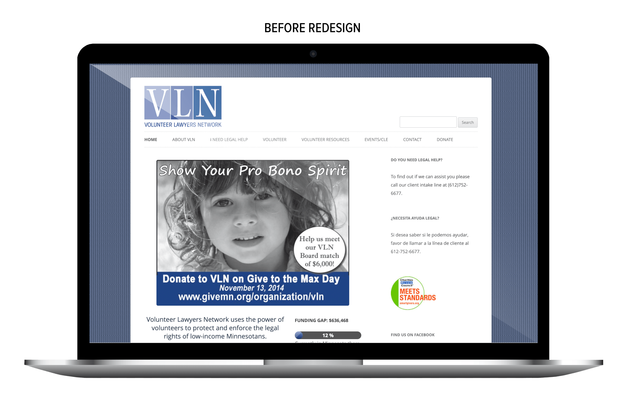 VLN's website before redesign