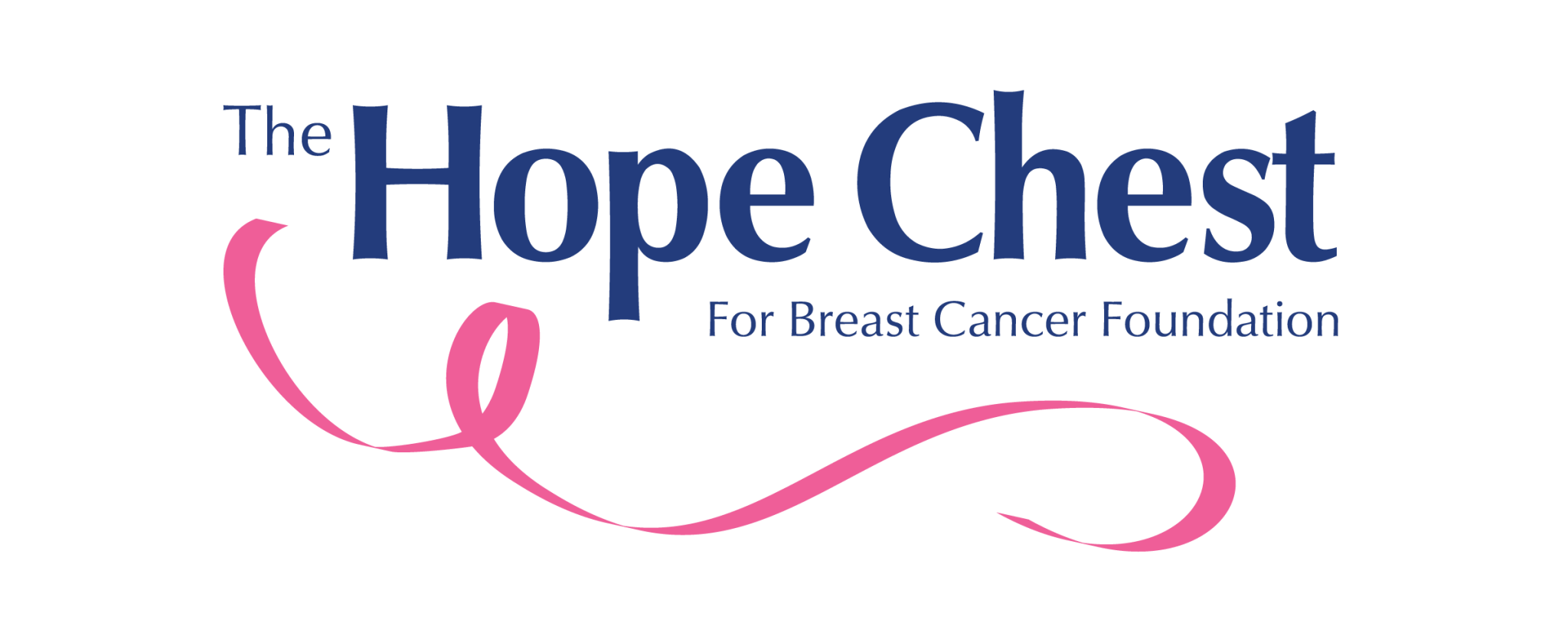 Hope Chest for Breast Cancer Foundation; Logo, blue text with pink. 
