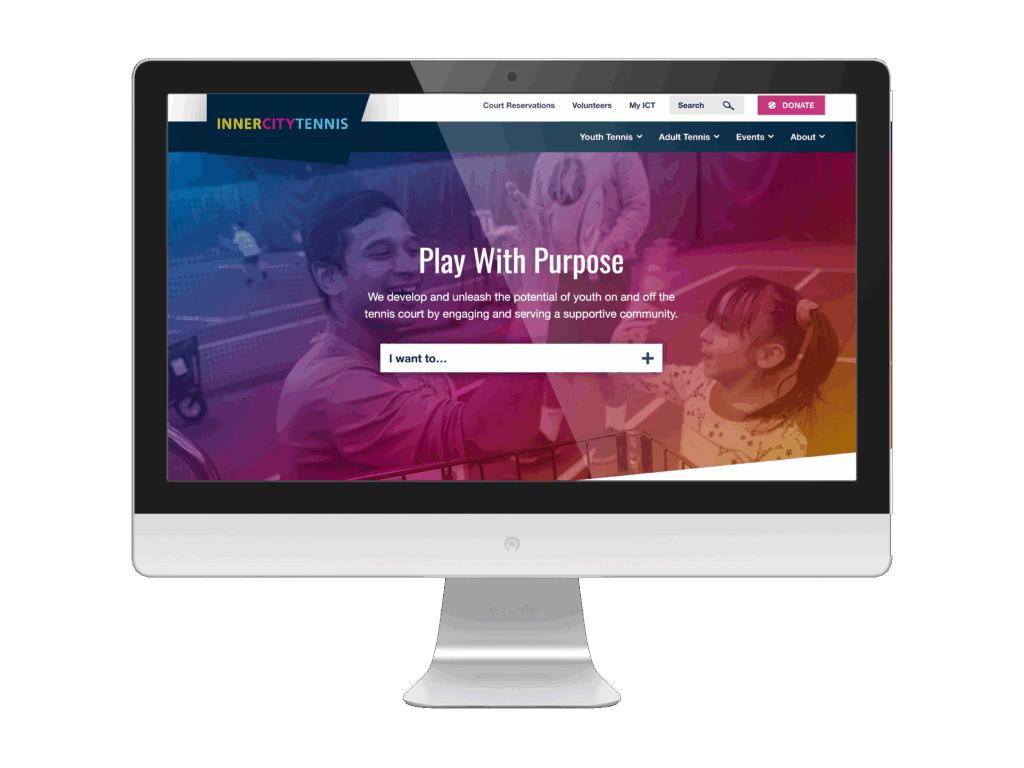 Innercitytennis' redesigned website on monitor.