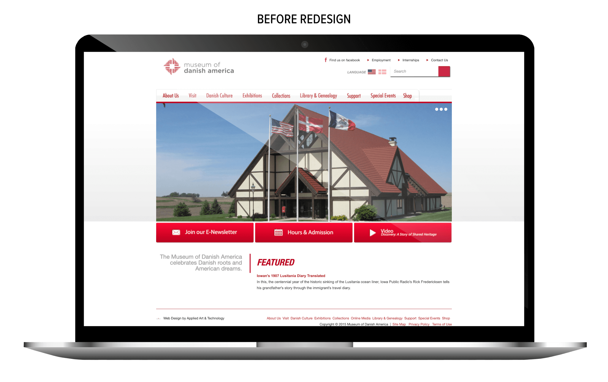 Museum of Danish America's website before redesign