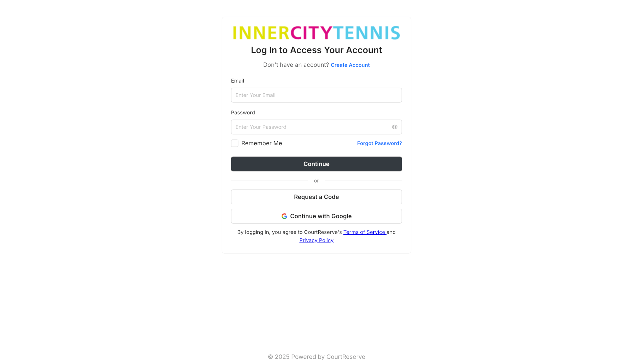 Redesigned "log in" page.