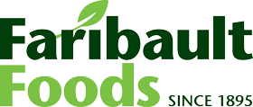 Faribault Foods logo with a green leaf over the “F” and the tagline “Since 1895” in green text, symbolizing a natural and established food brand.