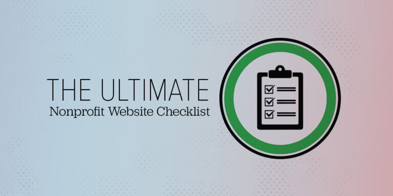 The Ultimate Nonprofit Website Checklist with clipboard icon and clean modern background