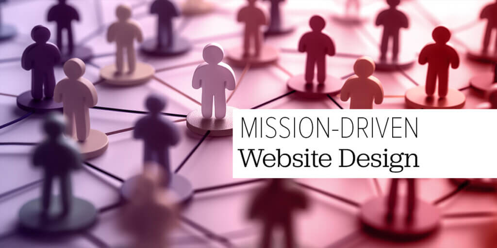 Mission-driven website design concept with connected people network